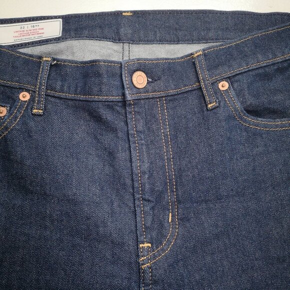 Gap Vintage Slim Mid Rise Ladies Size 33 / 16rs Dark Wash Blue Jeans - Picture 10 of 16
